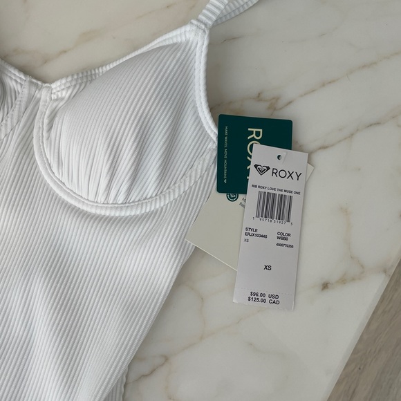 Roxy Love The Muse Rib White One Piece Bikini / NWT - Picture 3 of 8